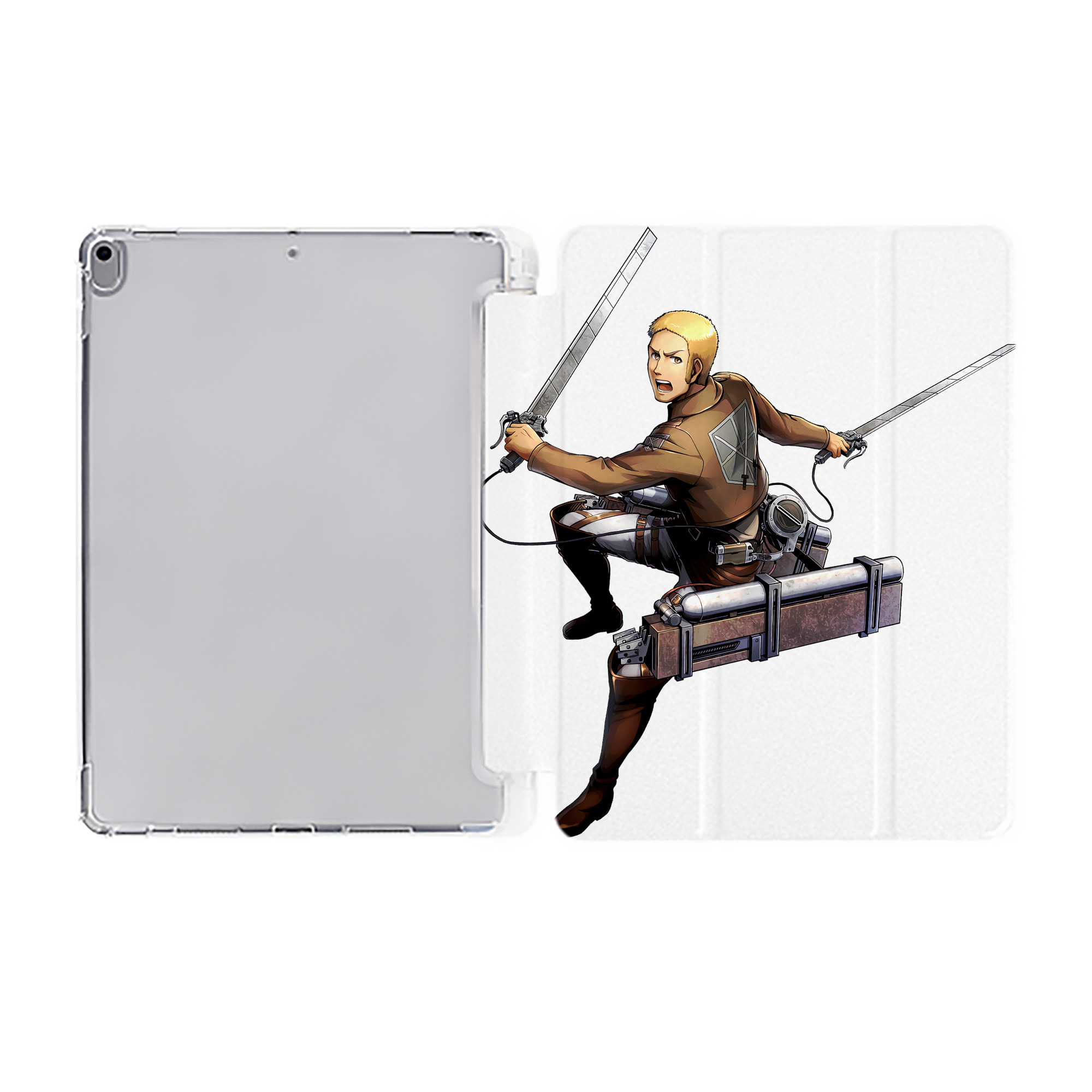 （画像用） 進撃の巨人 ライナー・ブラウン Attack on Titan Reiner Braun IPad ケース ペン収納付き 三つ折りスタンド PUレザー×シリコン 対応機種9.5/10.5/10.9インチ